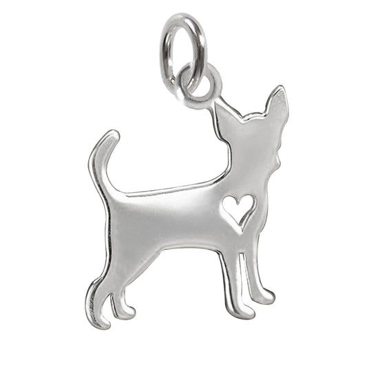 sterling silver chihuahua dog charm with heart