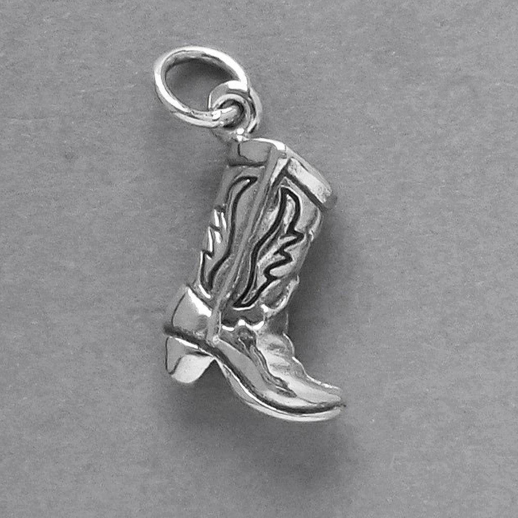 cowboy boot charm sterling silver pendant