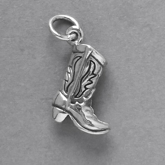 cowboy boot charm sterling silver pendant