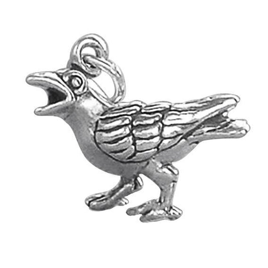 Sterling Silver Crow Charm on a white background