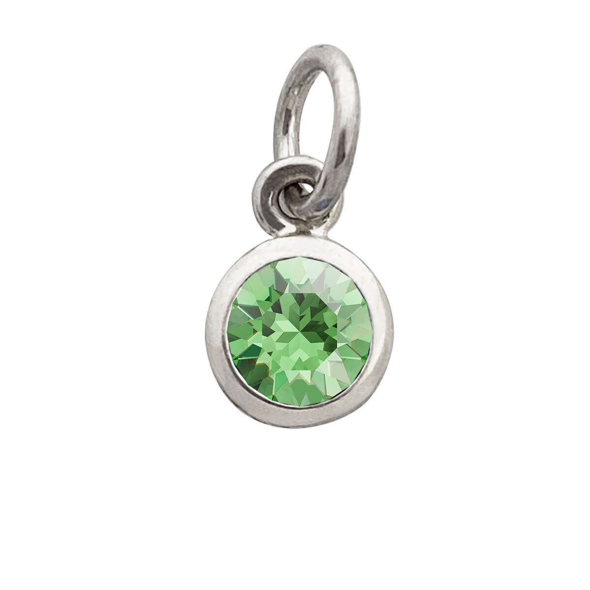 August crystal birthstone charm in sterling silver