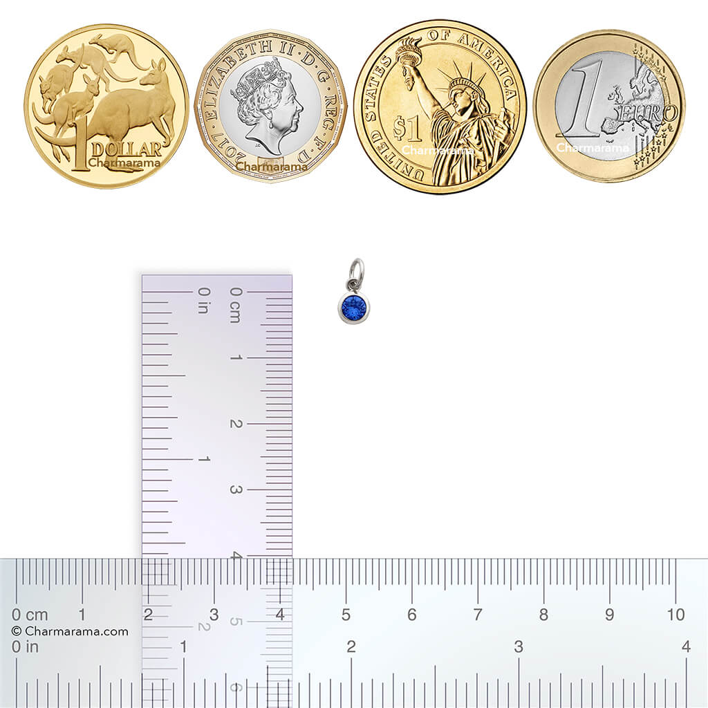 August crystal birthstone charm in sterling silver