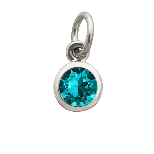 December crystal birthstone charm in sterling silver