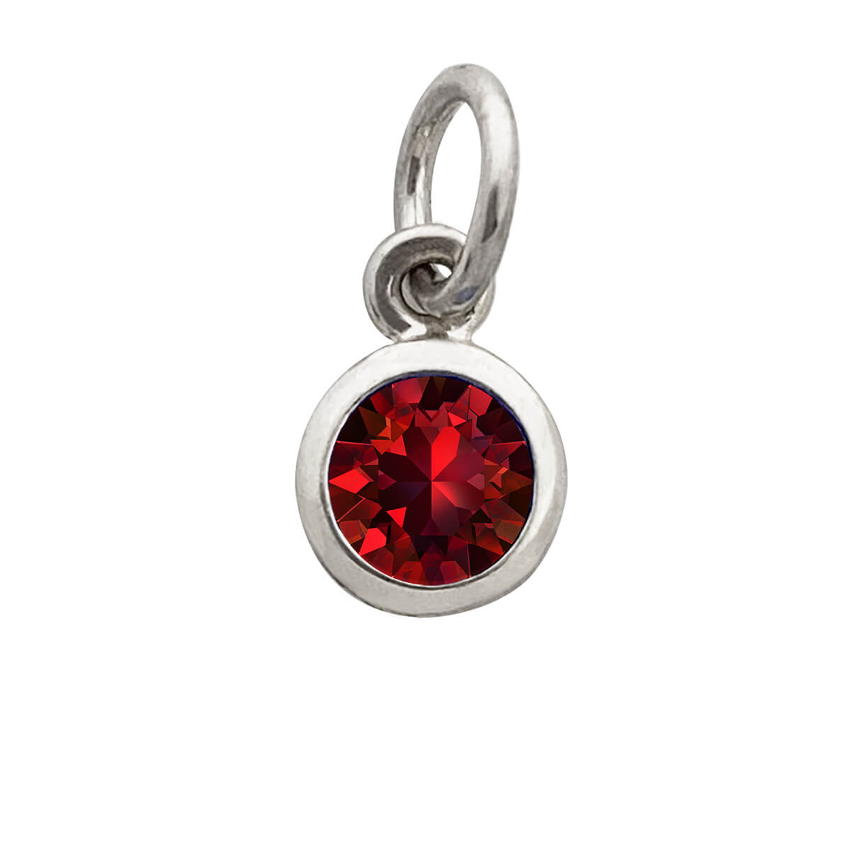 January crystal birthstone charm in sterling silver