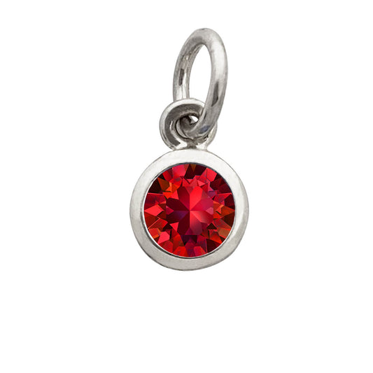 July crystal birthstone charm in sterling silver