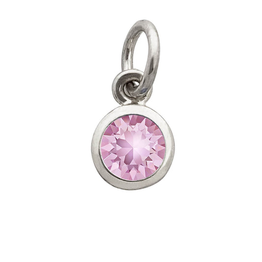 June crystal birthstone charm in sterling silver