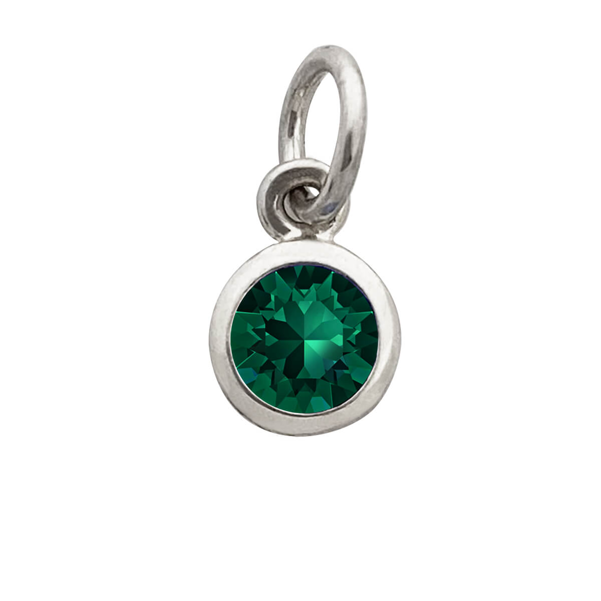 May crystal birthstone charm in sterling silver