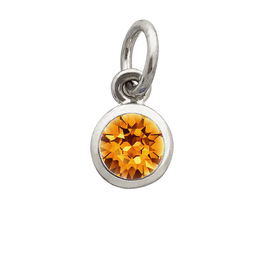 November crystal birthstone charm in sterling silver