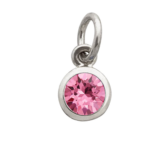 October crystal birthstone charm in sterling silver