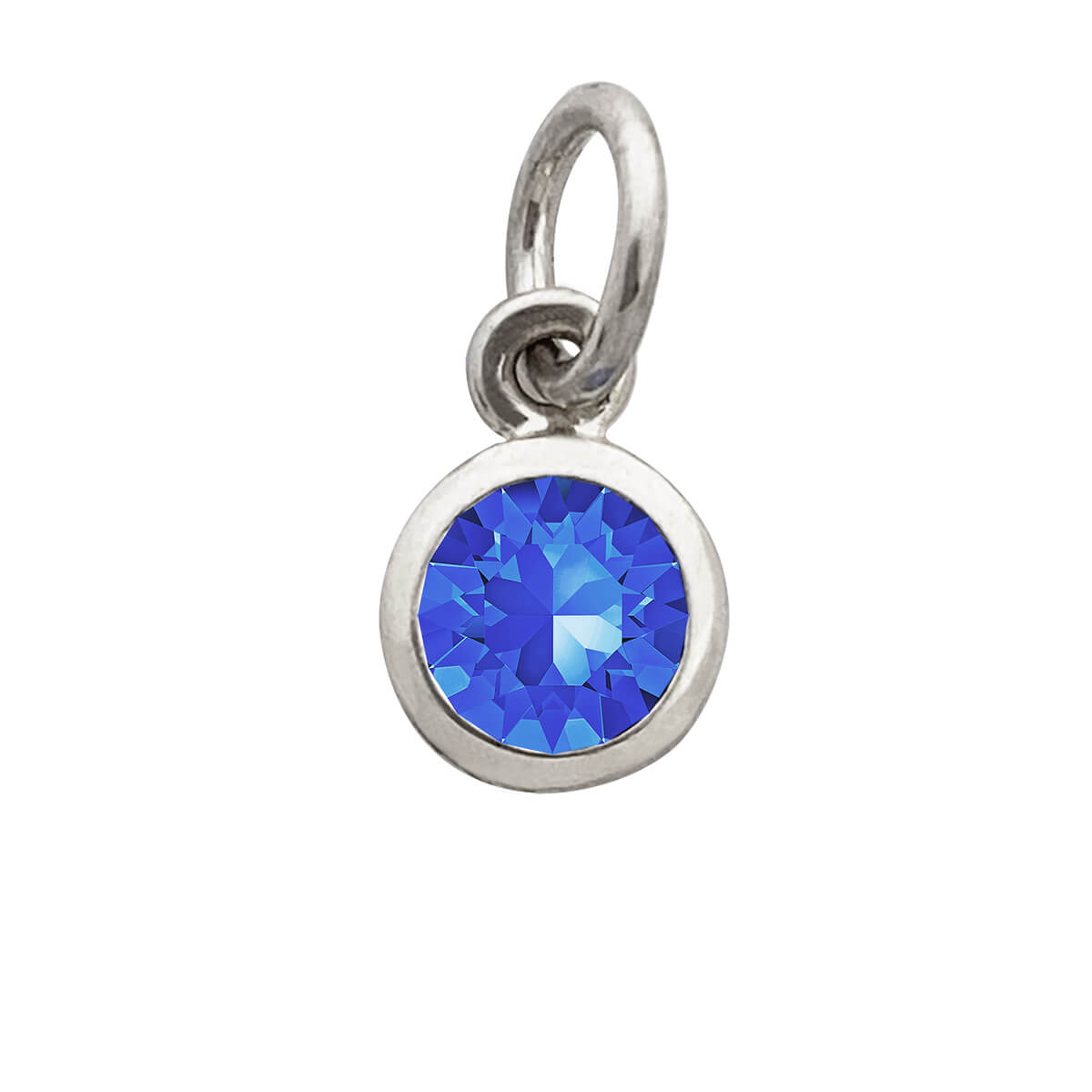 September crystal birthstone charm in sterling silver