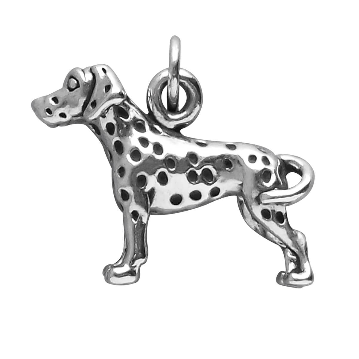 Dalmatian dog charm sterling silver 925 on a white background