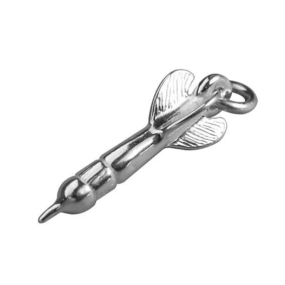 Sterling silver dart charm on a white background