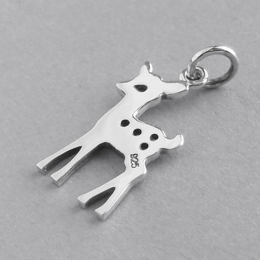 Deer Fawn Charm Sterling Silver Animal Pendant | Charmarama