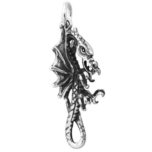 silver dragon charm on a white background
