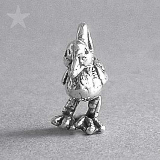 Sterling Silver Duckling Charm on a grey background