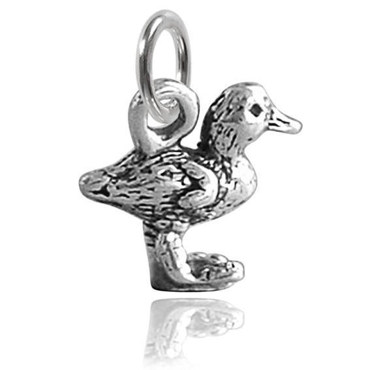 Sterling Silver Duckling Charm on a white background
