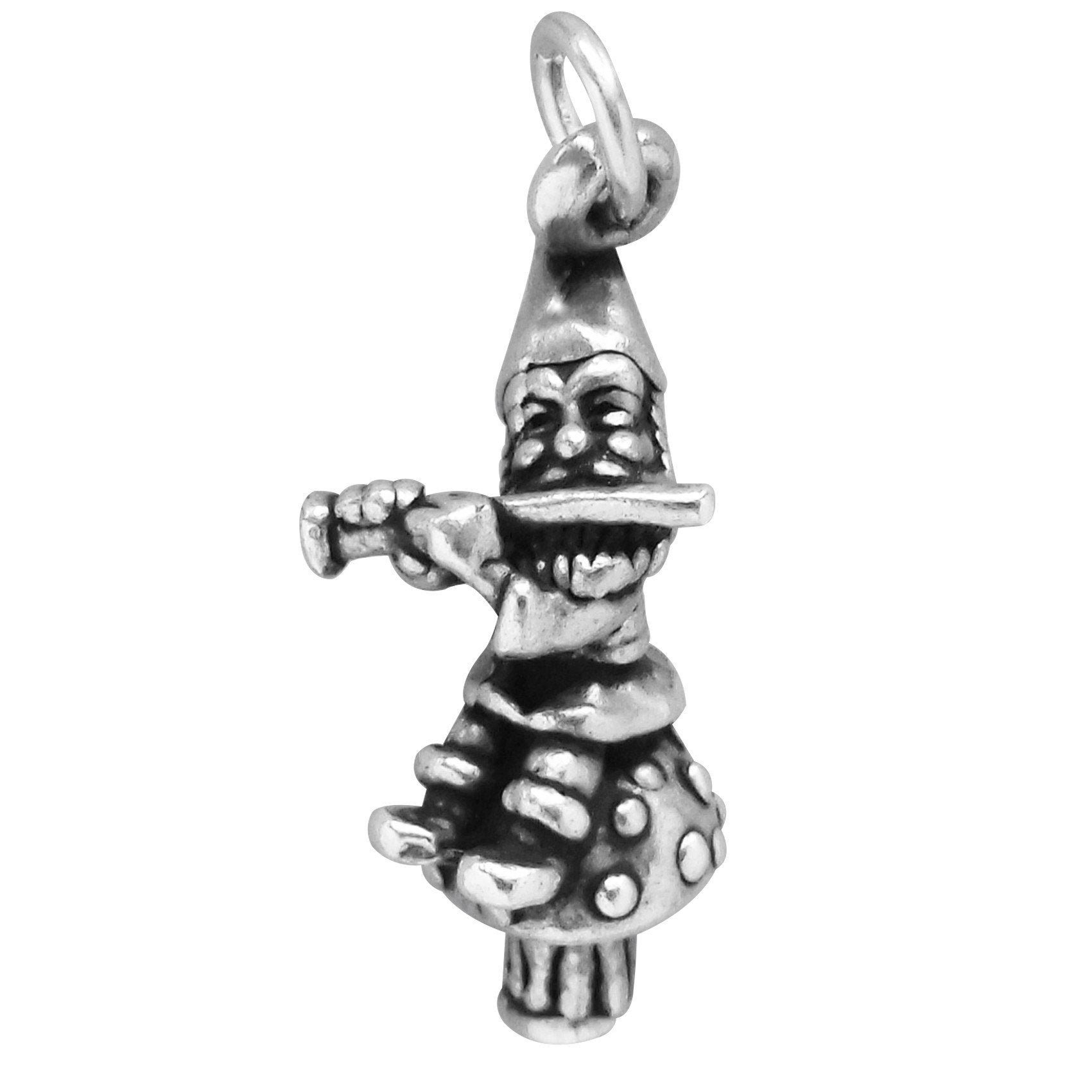 Sterling silver elf charm on a white background