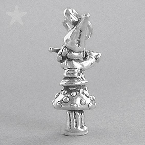 Sterling silver elf charm on a grey background