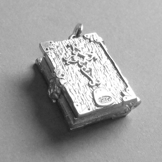 Holy Bible Charm Opening Sterling Silver or Gold Pendant