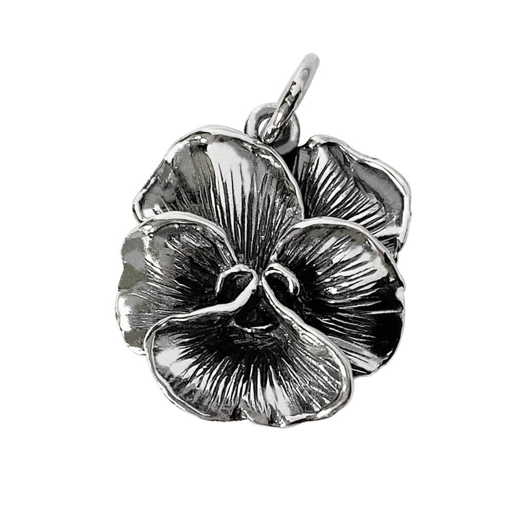 sterling silver pansy flower charm