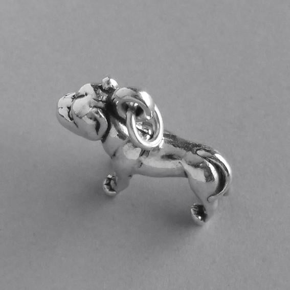 silver pit bull terrier dog charm viewed from top