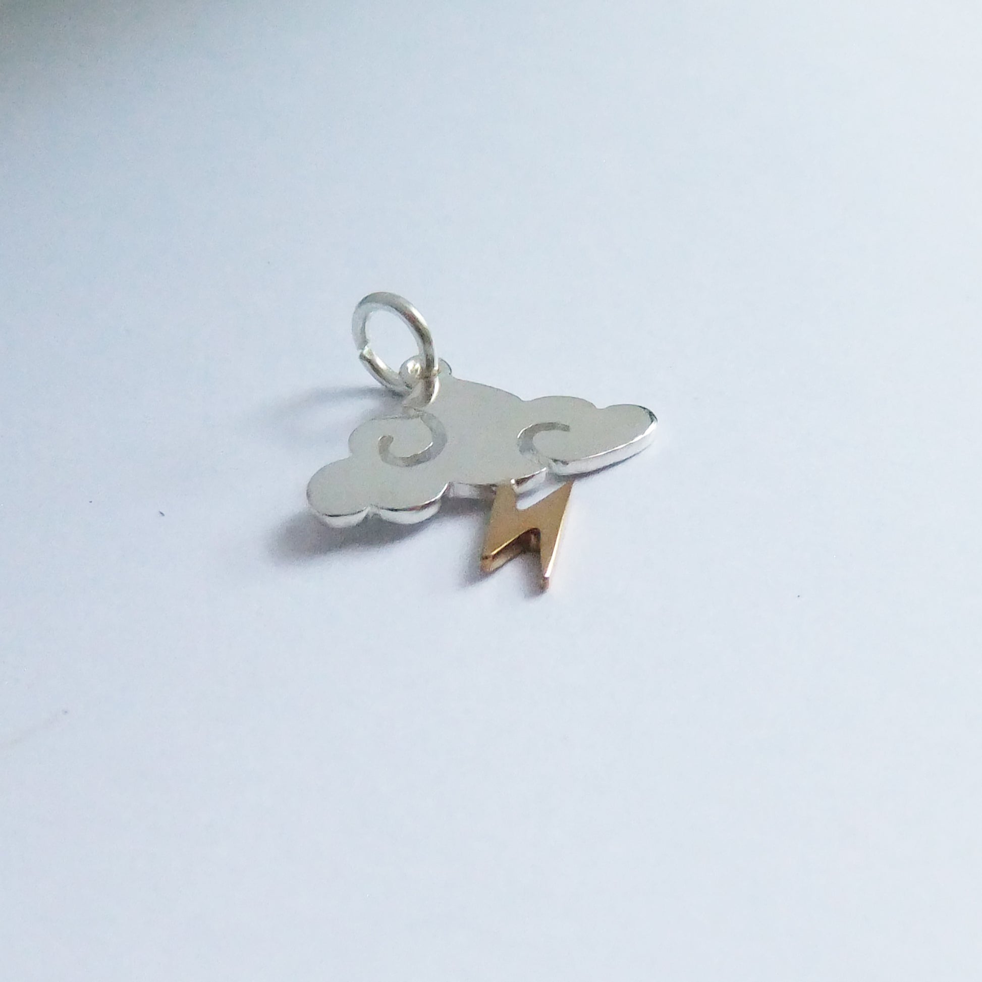 sterling silver cloud charm with lightning