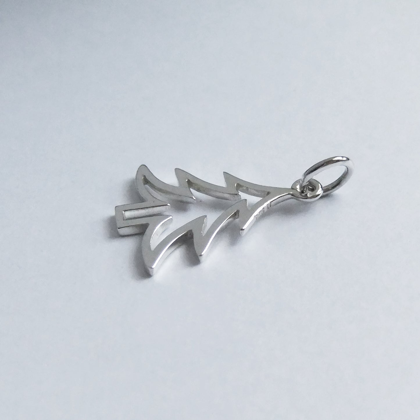 xmas tree outline charm in sterling silver